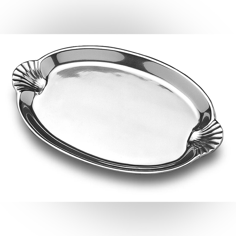 Wilton Armetale Sea Life Scallop Handled Oval Serving Tray, 10.75"x16.5" NWOT